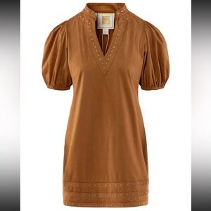 Chic Brown Puff Sleeve Mini Dress